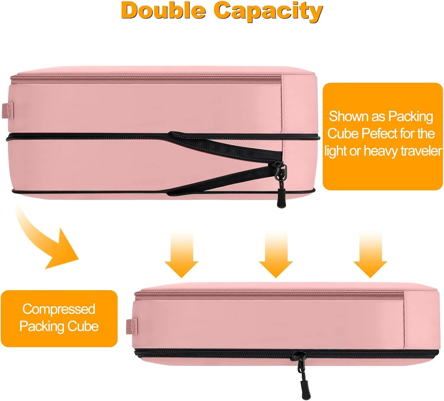 Compression Packing Cubes, Lumesner 8 Set Travel Packing Cubes for Carry on Suitcases, Compression Suitcase Organizers Bag Set & Travel Cubes (8-piece, Pink)