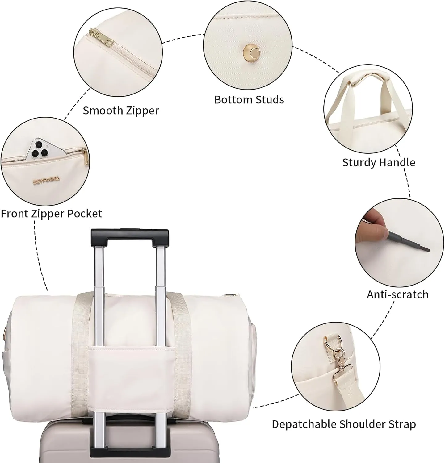 Convertible Carry on Garment Bag for Women,Hanging Garment Bags for Travel with Shoe Pouch 2 in 1 Hanging Suitcase Suit Bag for Women Travel Bags for Women Duffle Bag Garment Bag Gifts White