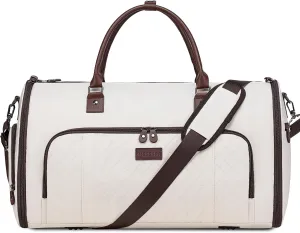 Convertible Garment Bags for Travel, Carry On Garment Duffle Bags for Women, Garment Bag with Shoes Compartment, 2 in 1 Travel Suit Bag with Detachable Shoulder Strap-Beige