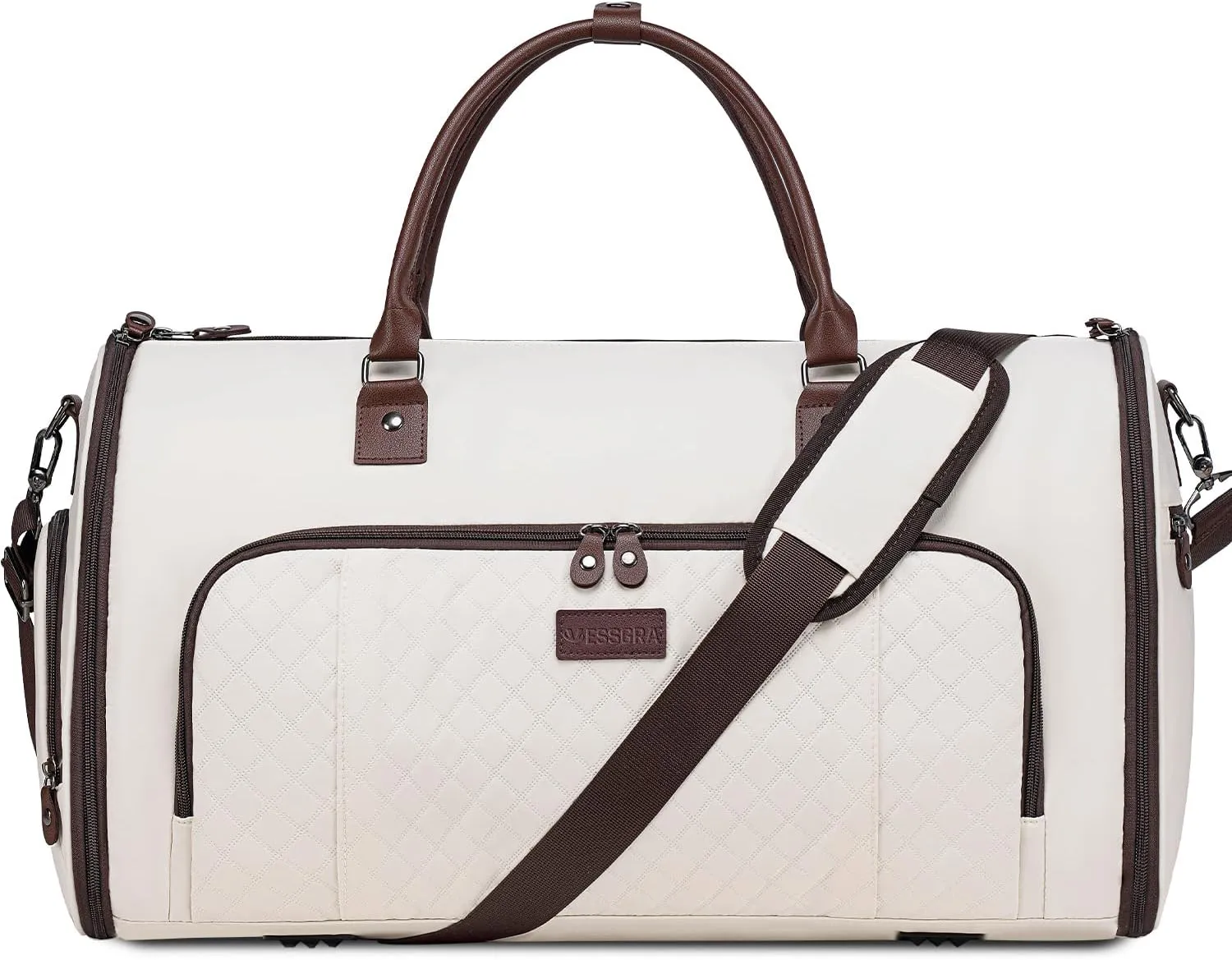 Convertible Garment Bags for Travel, Carry On Garment Duffle Bags for Women, Garment Bag with Shoes Compartment, 2 in 1 Travel Suit Bag with Detachable Shoulder Strap-Beige