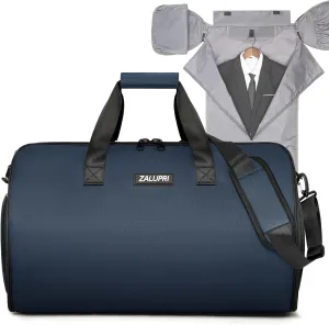 Convertible Garment Duffel Bag with Shoe Compartment,ZALUPRI Carry on Garment Bag for Men Women 2 in 1 Hanging Suitcase Suit Weekend Travel Bag, Blue