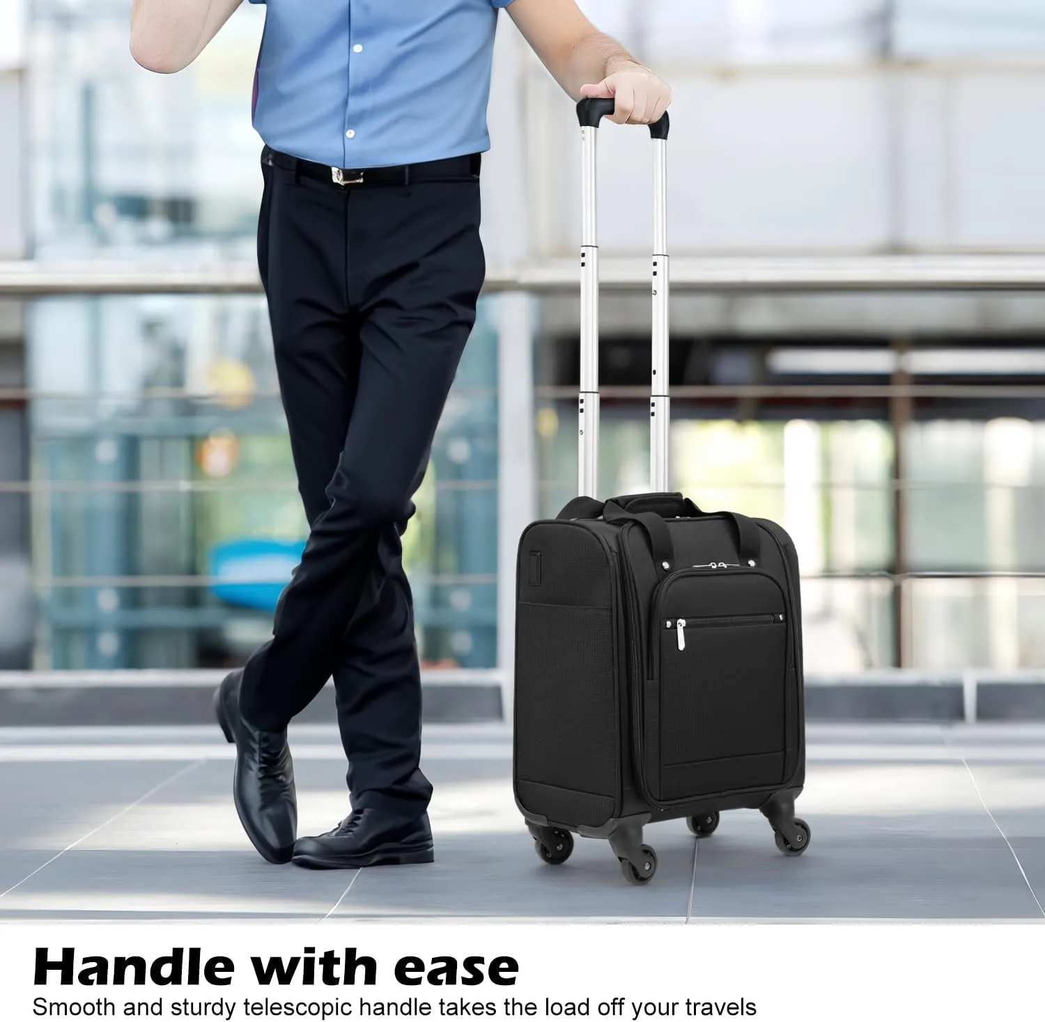 Coolife Underseat Carry On Luggage Softside Lightweight Rolling Travel Bag Spinner Suitcase