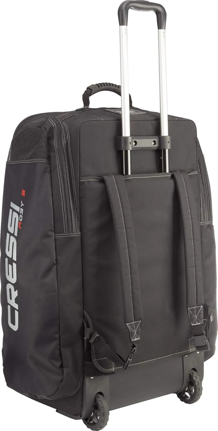 Cressi Strong Large Capacity Roller Luggage Bag 115L with Backpack Straps - Moby 5 designed in Italy