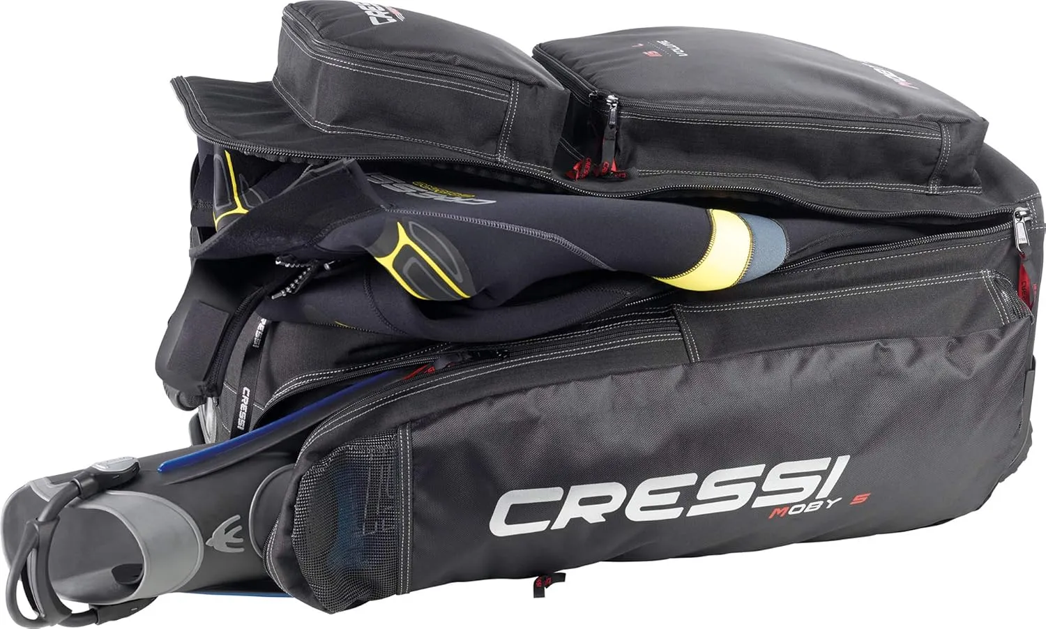 Cressi Strong Large Capacity Roller Luggage Bag 115L with Backpack Straps - Moby 5 designed in Italy