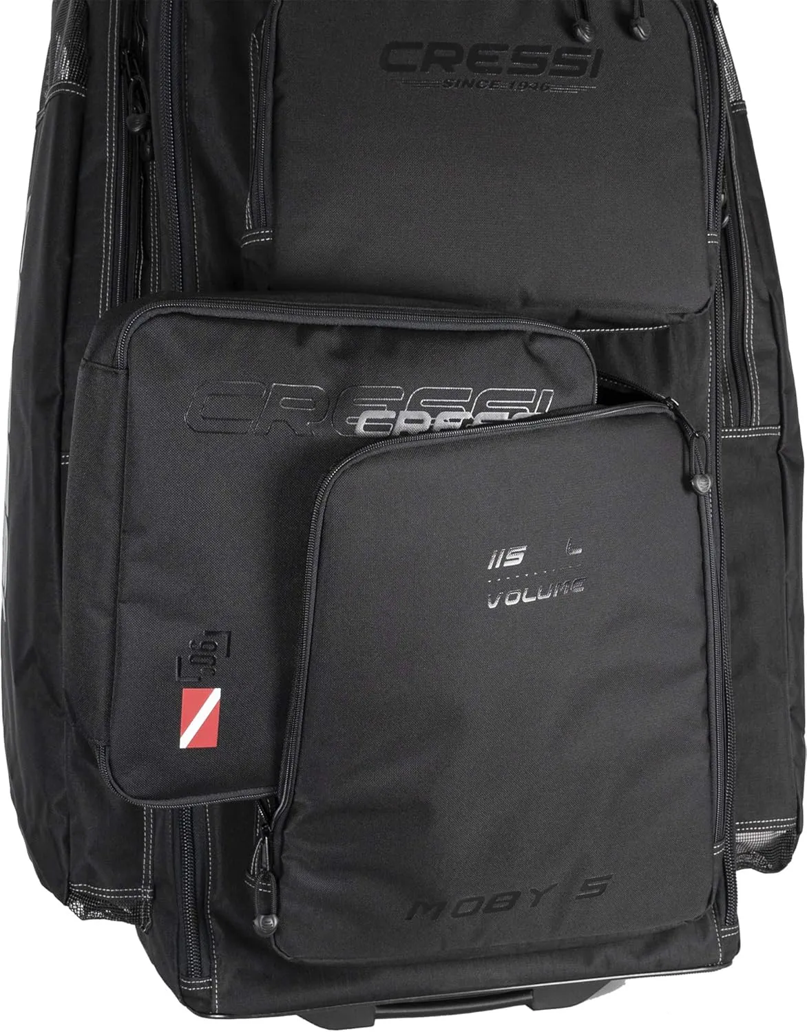 Cressi Strong Large Capacity Roller Luggage Bag 115L with Backpack Straps - Moby 5 designed in Italy