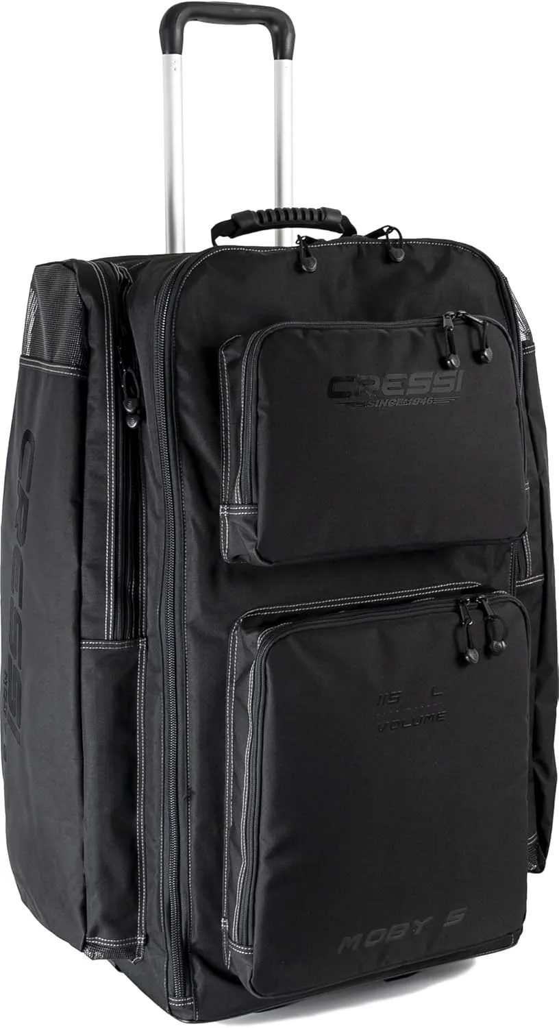 Cressi Strong Large Capacity Roller Luggage Bag 115L with Backpack Straps - Moby 5 designed in Italy