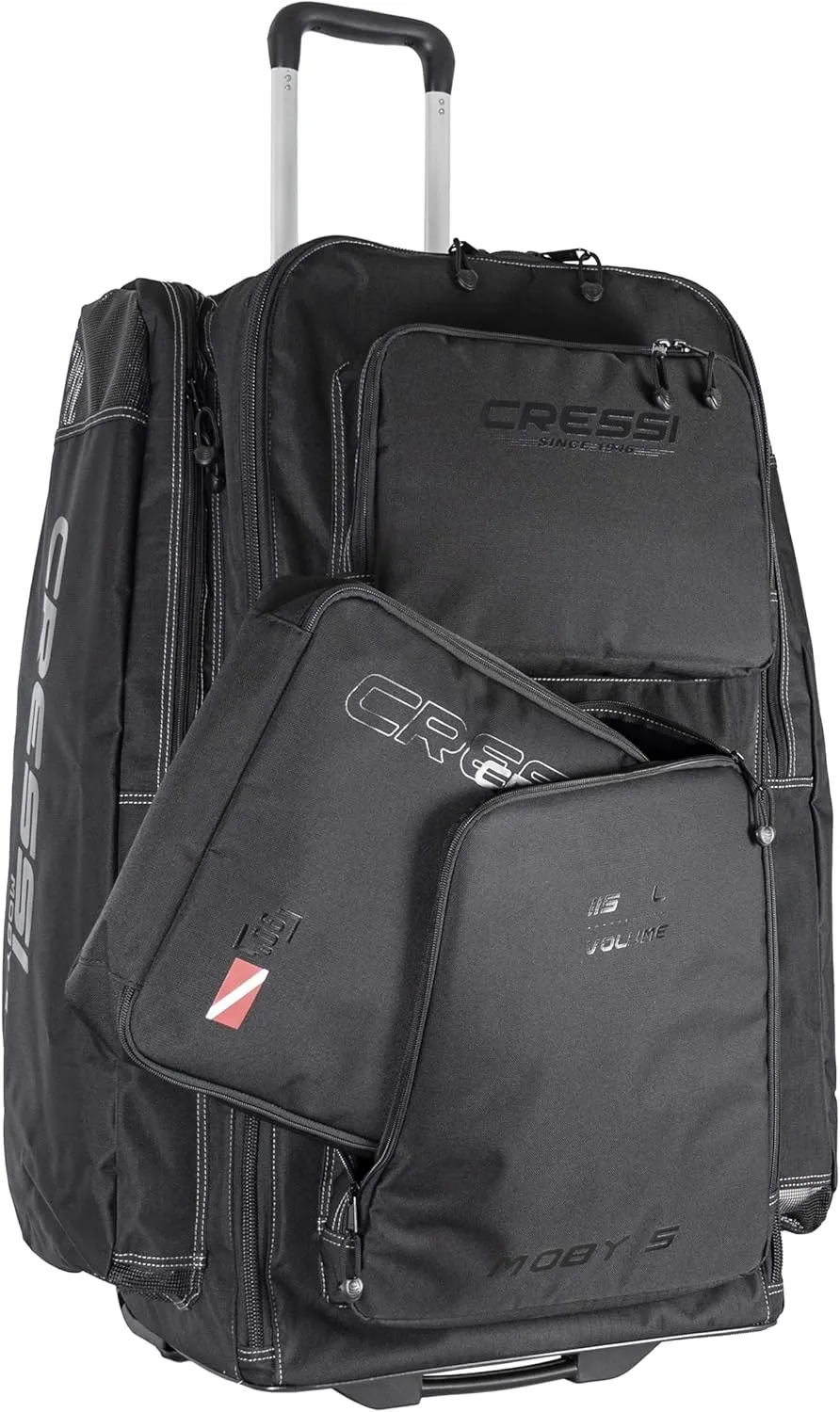 Cressi Strong Large Capacity Roller Luggage Bag 115L with Backpack Straps - Moby 5 designed in Italy