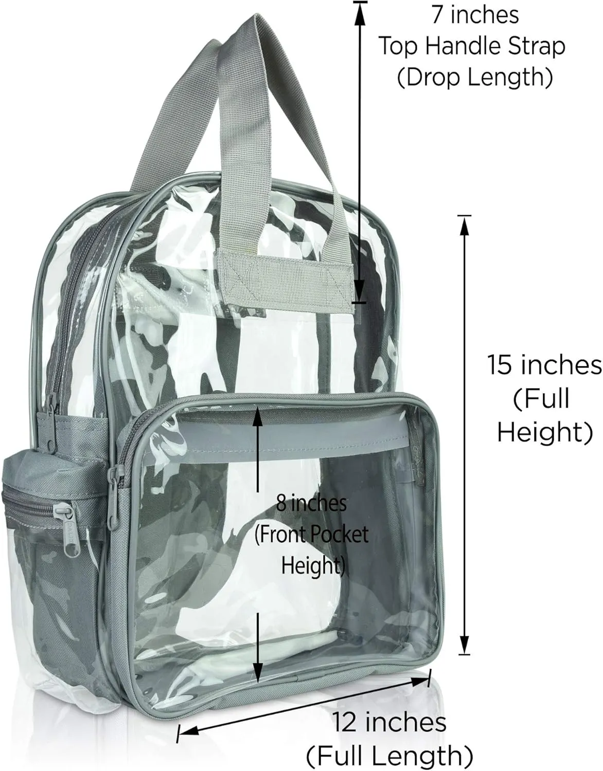 DALIX Wholesale Clear Backpacks Small Book Bags 50 Pcs in Light Grey