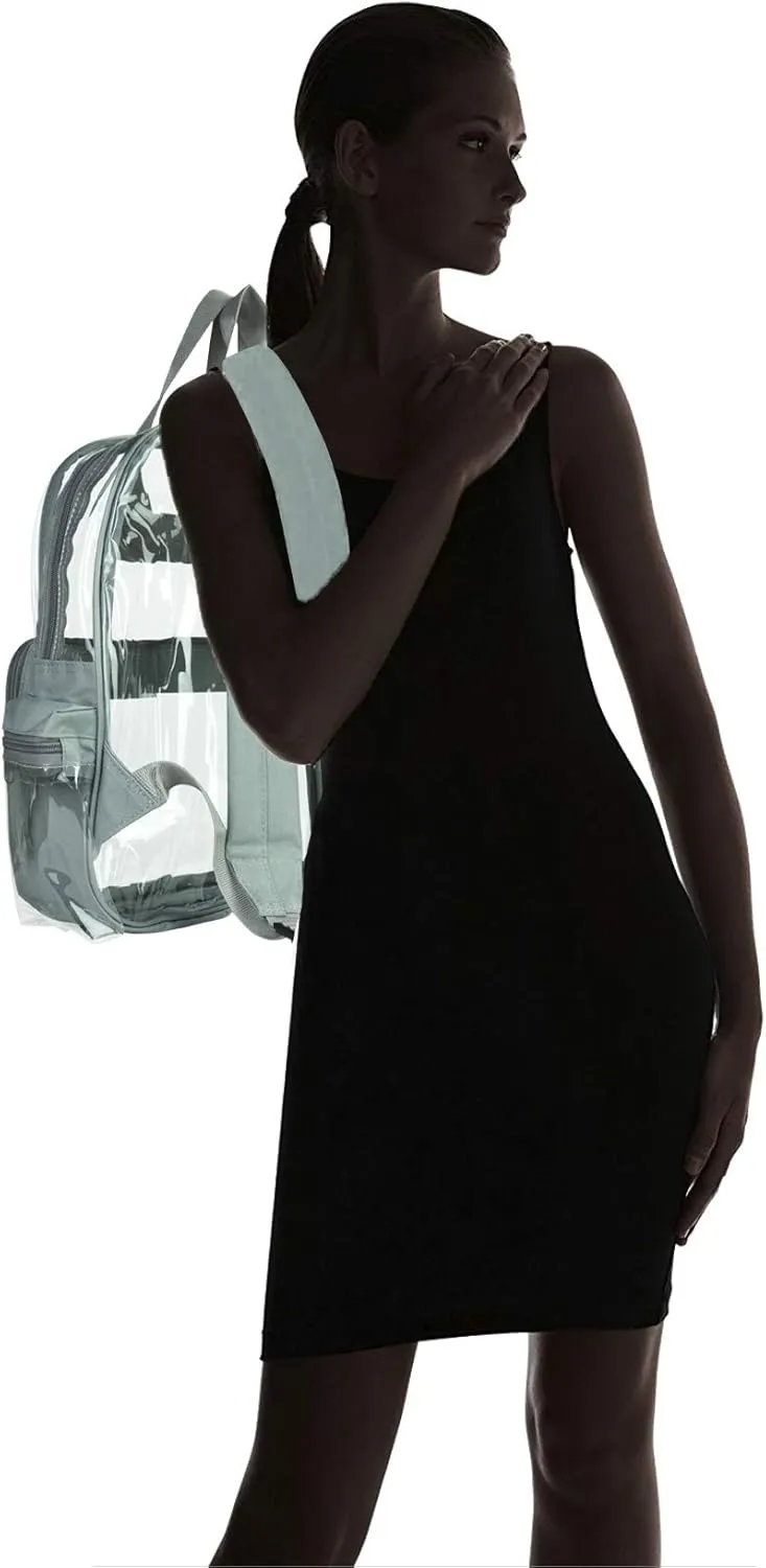 DALIX Wholesale Clear Backpacks Small Book Bags 50 Pcs in Light Grey