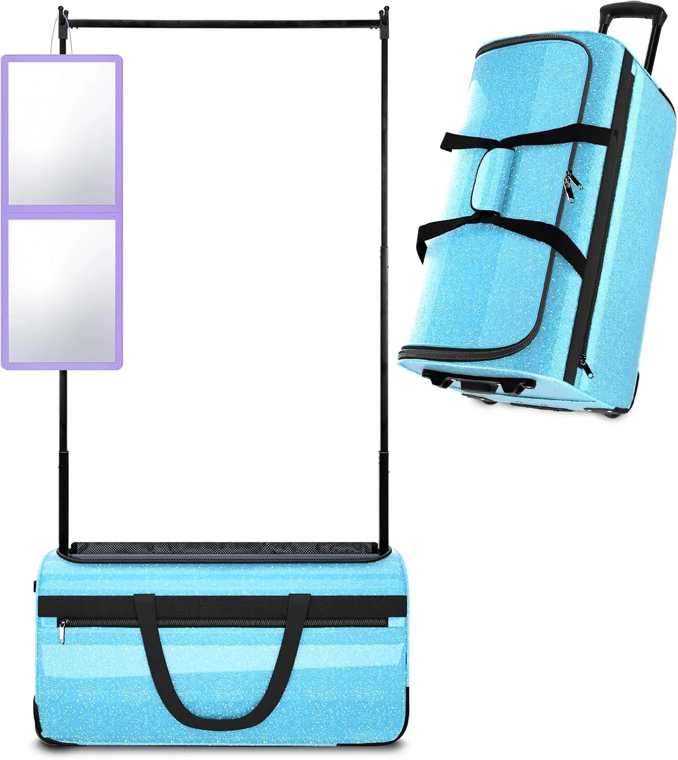 Dance Bag with Garment Rack, Rolling Dance Competition Duffel Bag with Garment Rack and wheels, Large Capacity Dance Suitcase Travel Bag | 28 Inch, Ideal for Competitions & Travel, Easy-assembly