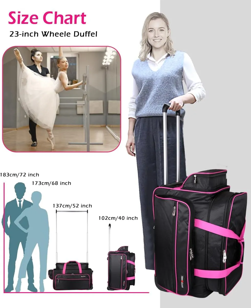 Dance Bag With Garment Rack,Dance Costumes Rolling Garment Bags For Travel,Garment Duffle Bag For Dance Competition, Wheeled Drop-Bottom Upright Luggage Closet Suitcase (23inch Expand-Purple)