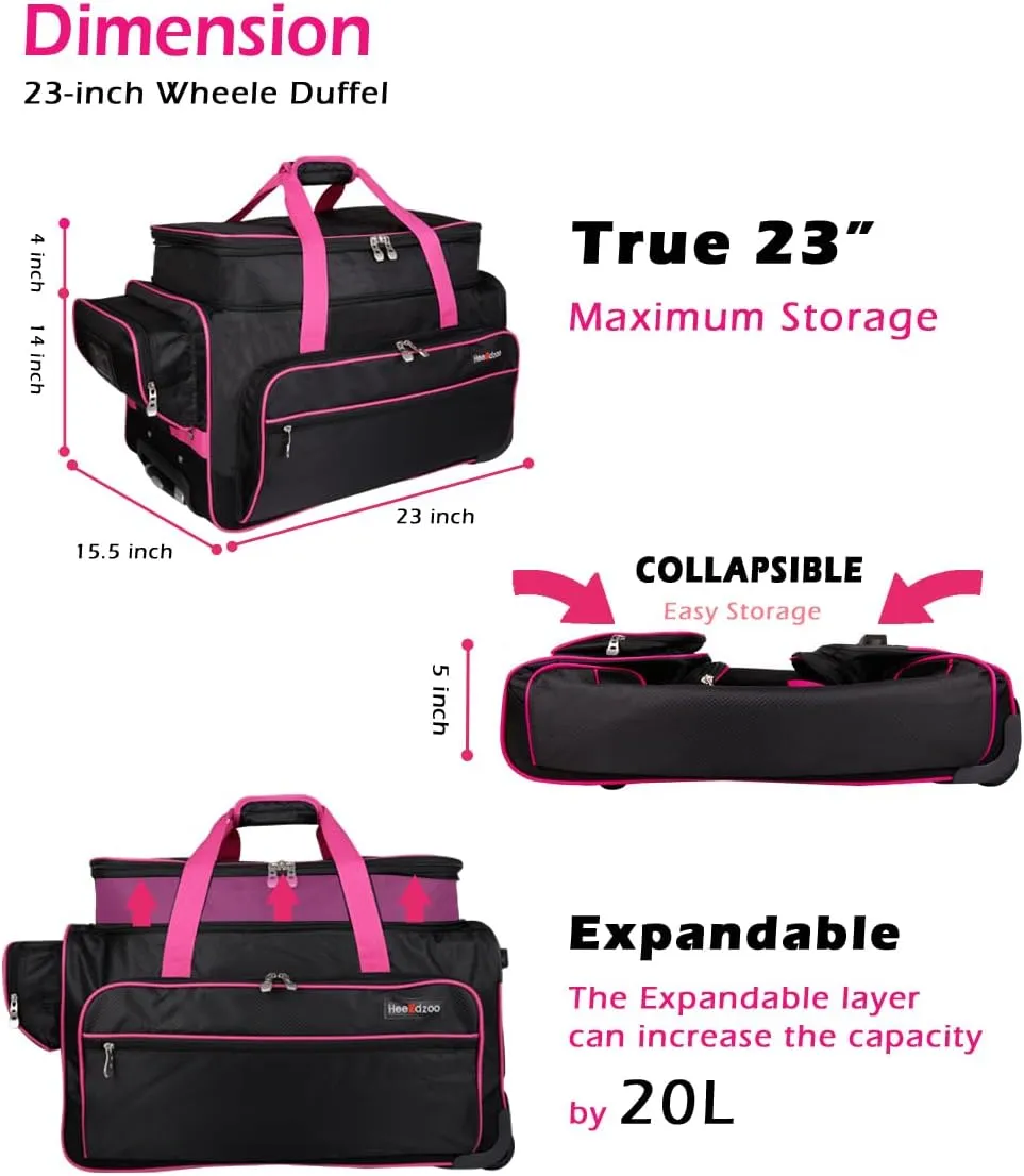 Dance Bag With Garment Rack,Dance Costumes Rolling Garment Bags For Travel,Garment Duffle Bag For Dance Competition, Wheeled Drop-Bottom Upright Luggage Closet Suitcase (23inch Expand-Purple)
