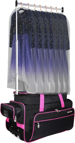 Dance Bag With Garment Rack,Dance Costumes Rolling Garment Bags For Travel,Garment Duffle Bag For Dance Competition, Wheeled Drop-Bottom Upright Luggage Closet Suitcase (23inch Expand-Purple)