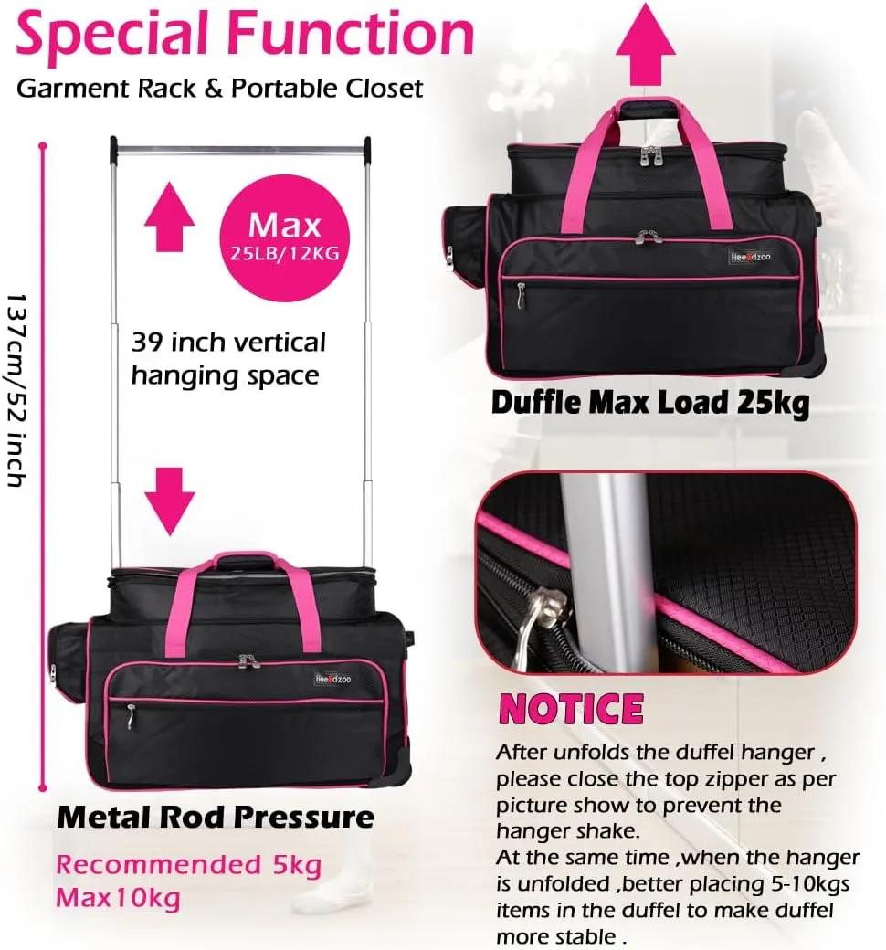 Dance Bag With Garment Rack,Dance Costumes Rolling Garment Bags For Travel,Garment Duffle Bag For Dance Competition, Wheeled Drop-Bottom Upright Luggage Closet Suitcase (23inch Expand-Purple)