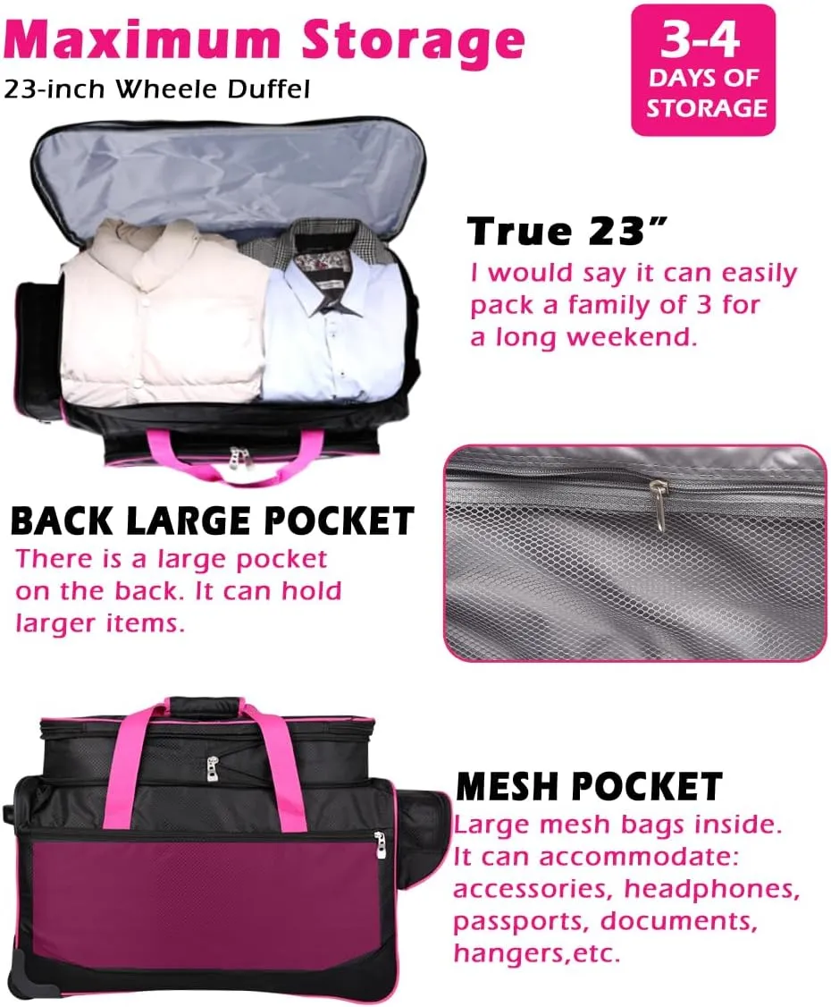 Dance Bag With Garment Rack,Dance Costumes Rolling Garment Bags For Travel,Garment Duffle Bag For Dance Competition, Wheeled Drop-Bottom Upright Luggage Closet Suitcase (23inch Expand-Purple)
