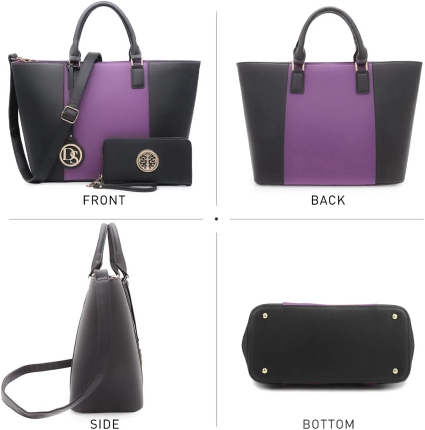 Dasein Satchel Purse Handbag for Women Large Shoulder Work Tote Bag With Matching Wallet