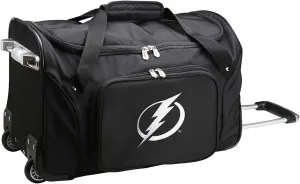 Denco NHL Tampa Bay Lightning Wheeled Duffle Bag, Black, 22 x 12 x 5.5 (NHLIL401)
