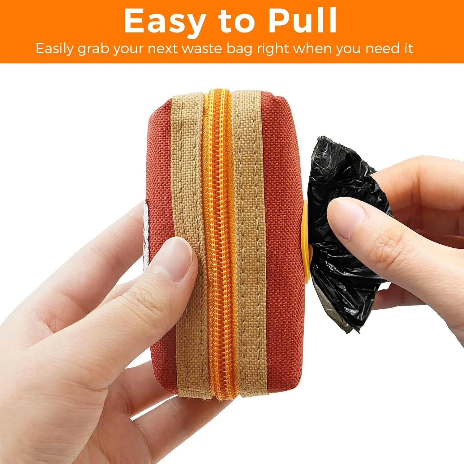 Dog Poop Bag Holder Zippered Pouch, Portable Dog Poop Bag Dispenser with 1 Metal Clip, Fashion Color Matching Canvas Waste Bag Holder for Leashes - Blue & Brown