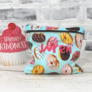 Donuts on Blue Food Safe Personalized Reusable Bag