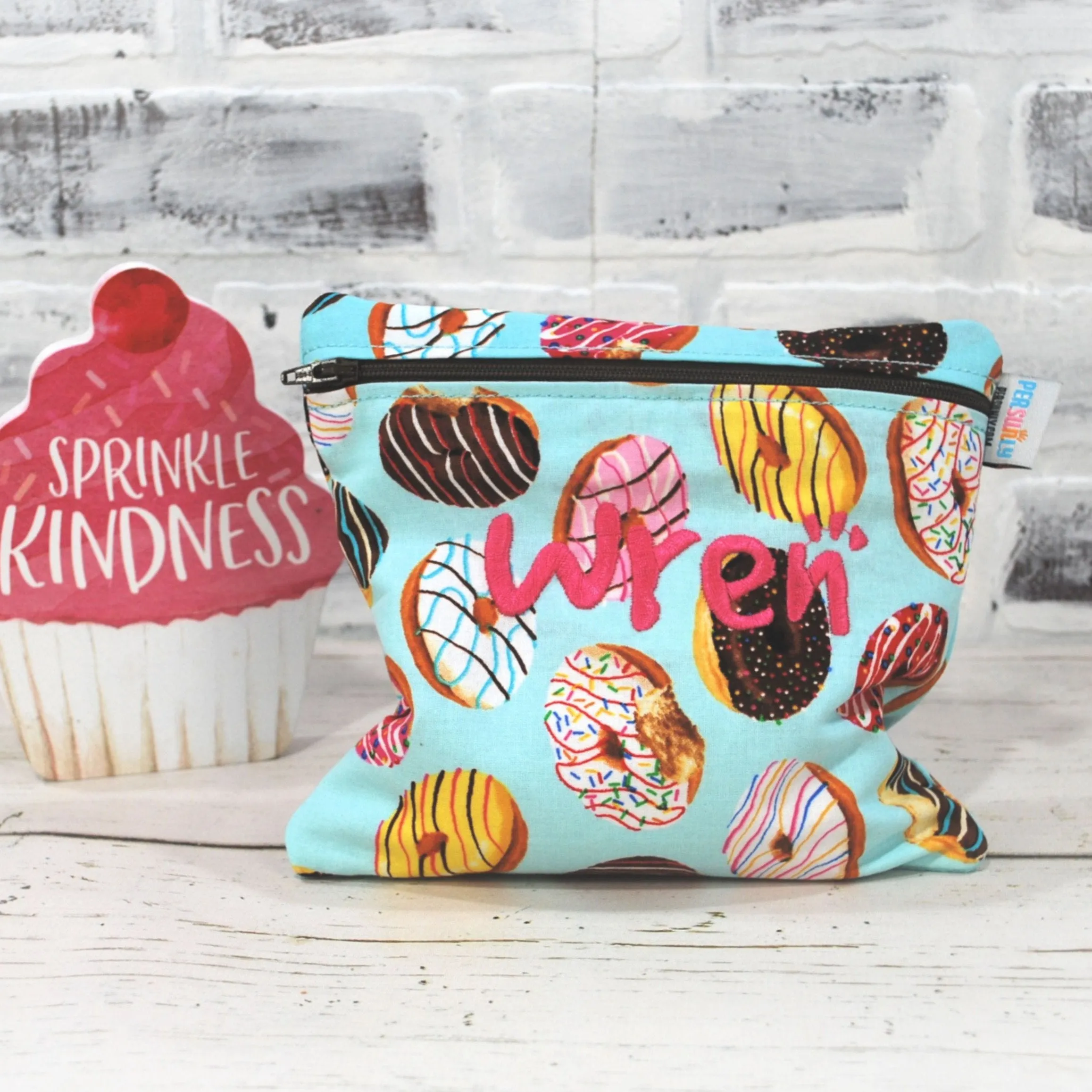 Donuts on Blue Food Safe Personalized Reusable Bag