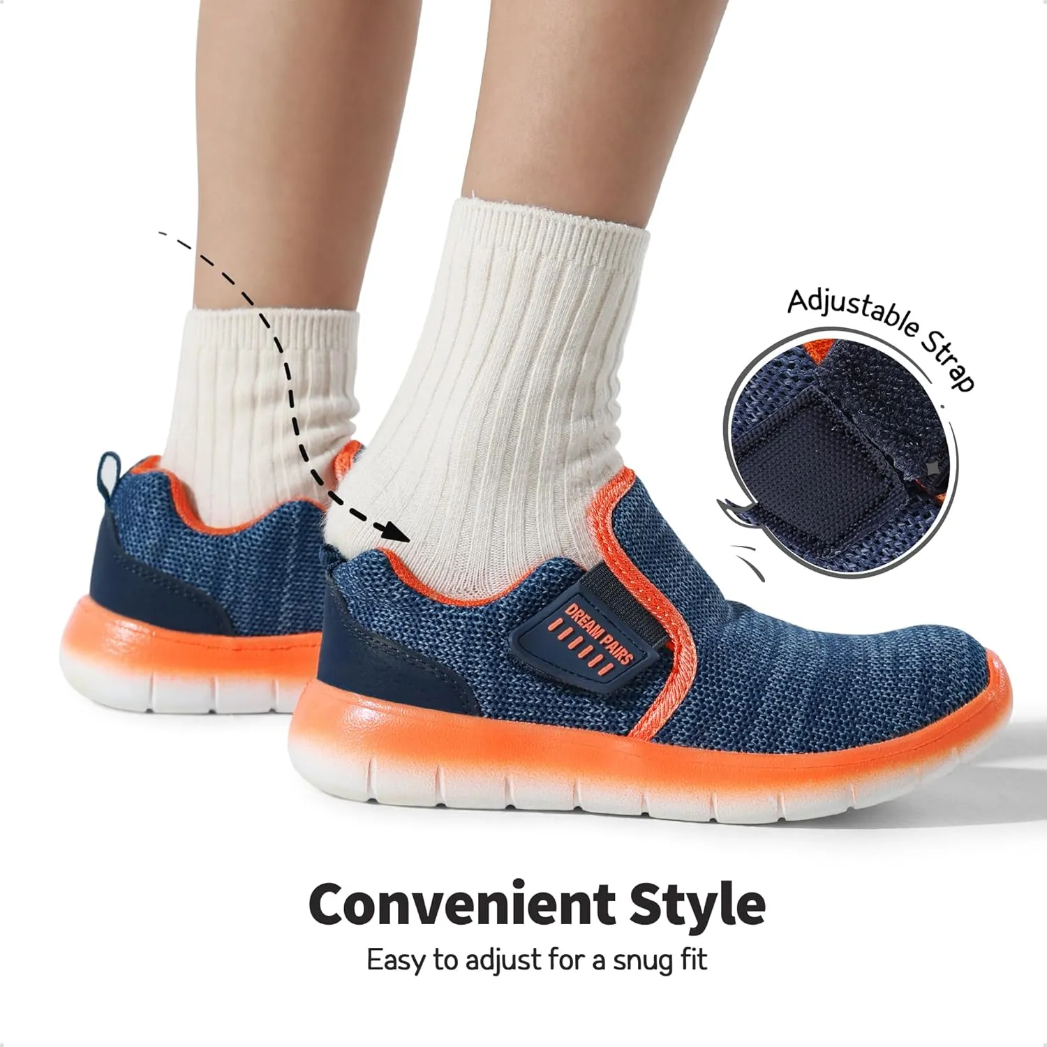 DREAM PAIRS Boys Girls Shoes Kids Slip on Tennis EZ-Ons MightyMovers Running Athletic Barefoot Zero Drop Sports Sneakers