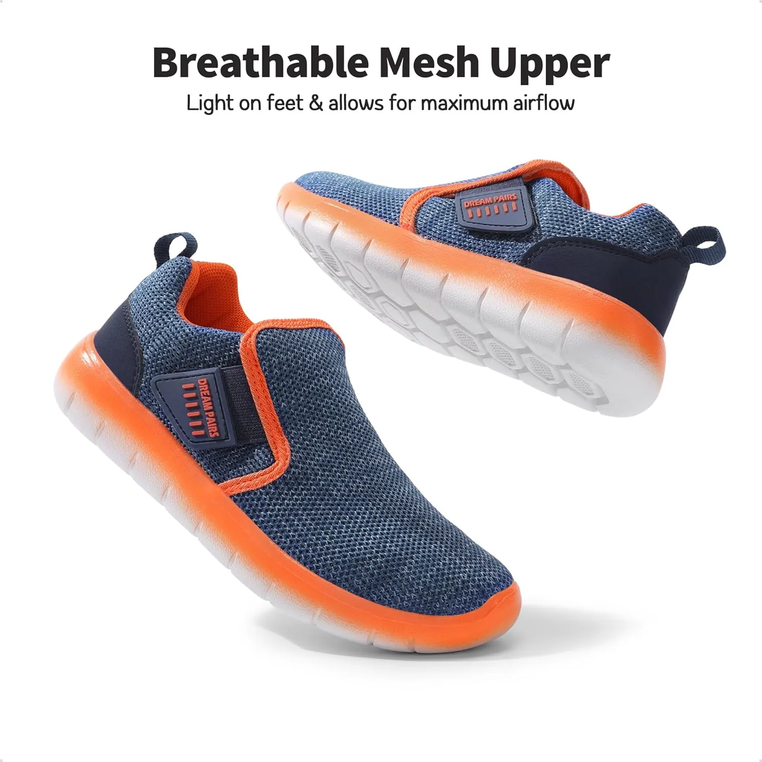 DREAM PAIRS Boys Girls Shoes Kids Slip on Tennis EZ-Ons MightyMovers Running Athletic Barefoot Zero Drop Sports Sneakers