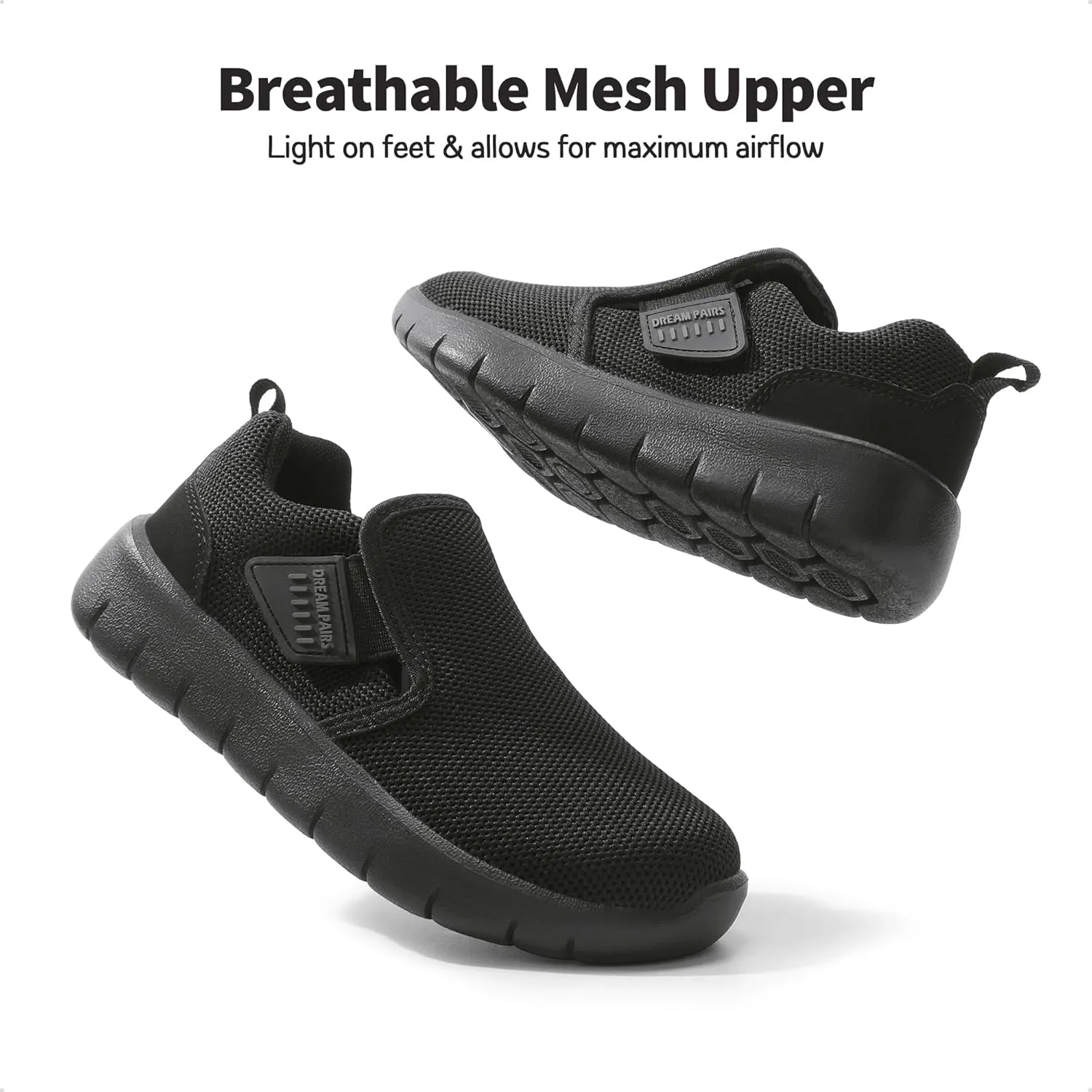 DREAM PAIRS Boys Girls Shoes Kids Slip on Tennis EZ-Ons MightyMovers Running Athletic Barefoot Zero Drop Sports Sneakers