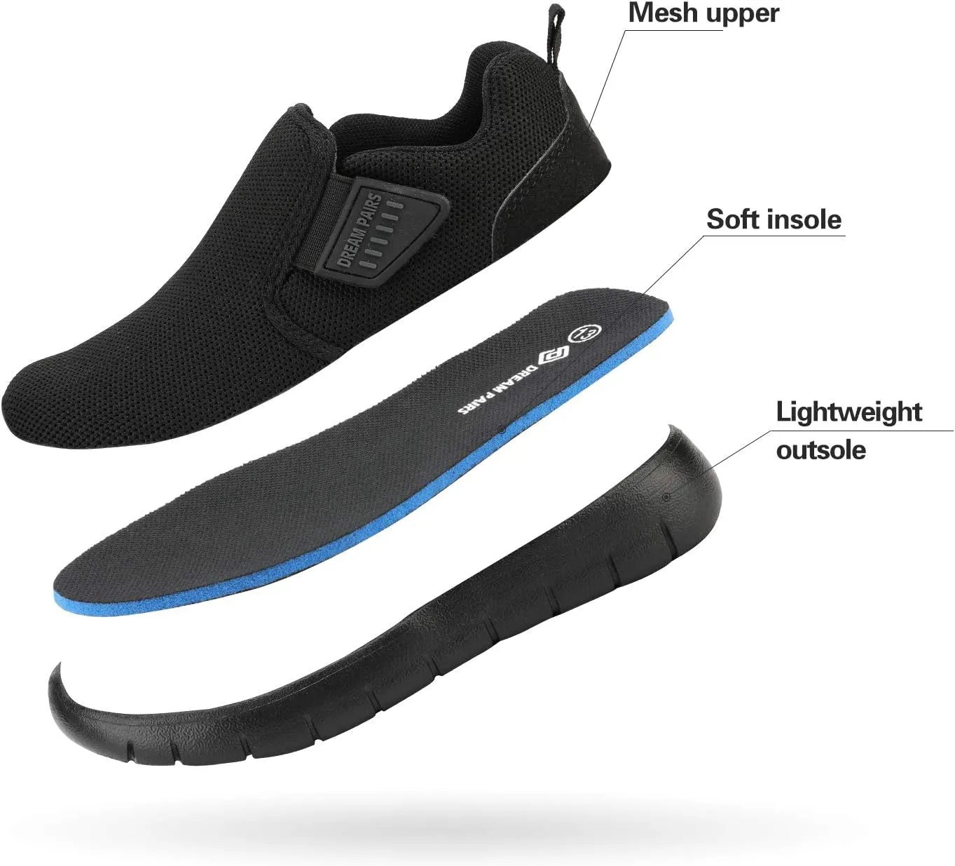 DREAM PAIRS Boys Girls Shoes Kids Slip on Tennis EZ-Ons MightyMovers Running Athletic Barefoot Zero Drop Sports Sneakers