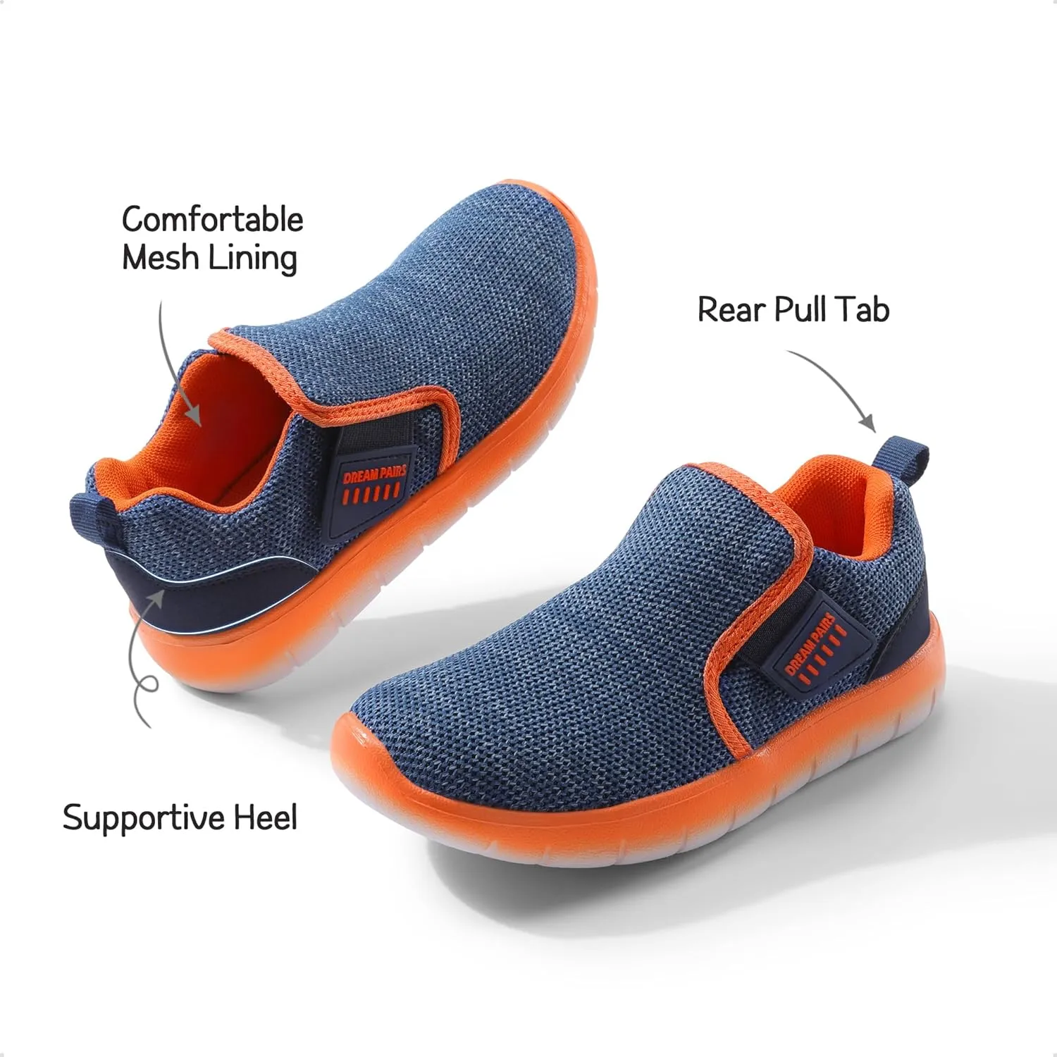 DREAM PAIRS Boys Girls Shoes Kids Slip on Tennis EZ-Ons MightyMovers Running Athletic Barefoot Zero Drop Sports Sneakers