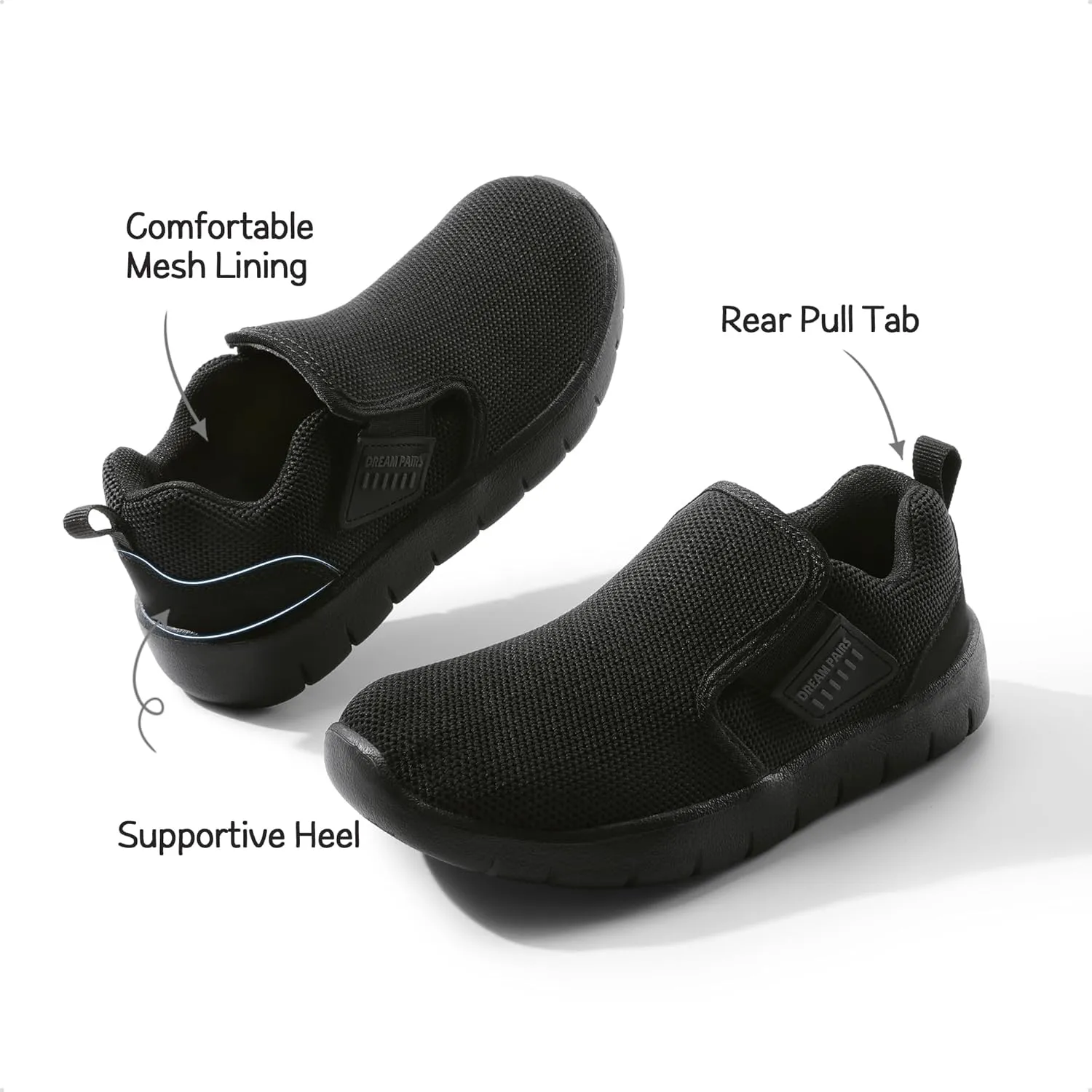 DREAM PAIRS Boys Girls Shoes Kids Slip on Tennis EZ-Ons MightyMovers Running Athletic Barefoot Zero Drop Sports Sneakers