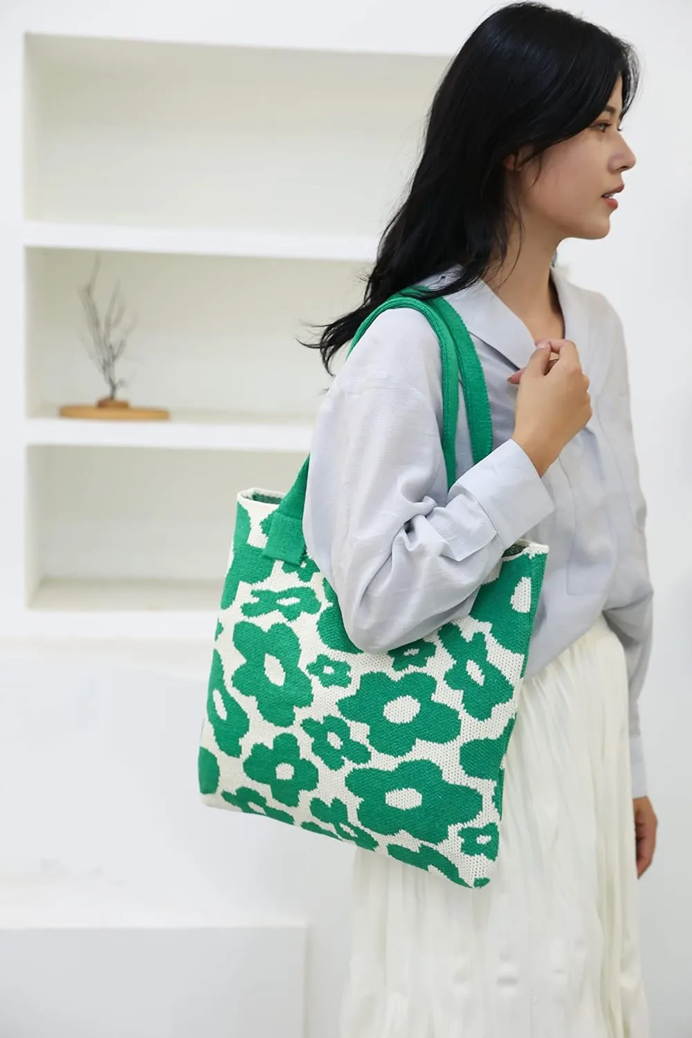 ENBEI Women's tote bags aesthetic Shoulder Handbags Hand crocheted Bags large Shoulder Shopping Bag large satchel cute Bag
