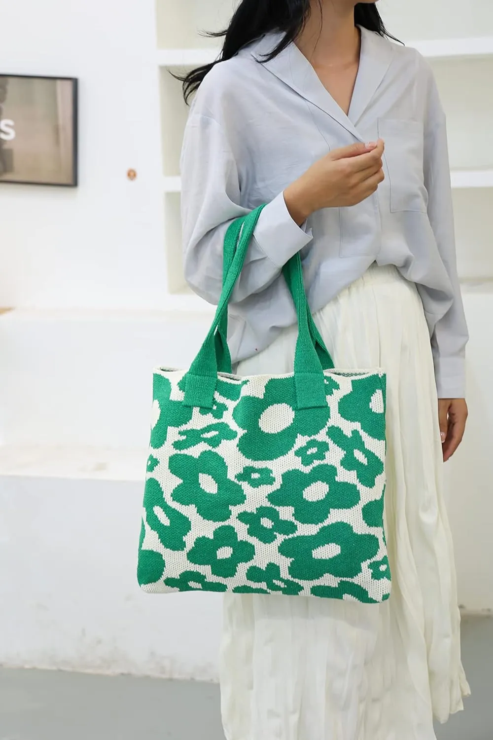ENBEI Women's tote bags aesthetic Shoulder Handbags Hand crocheted Bags large Shoulder Shopping Bag large satchel cute Bag