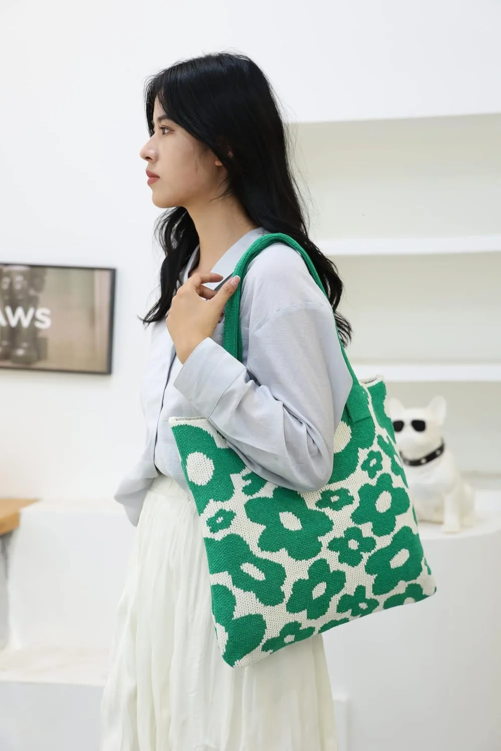ENBEI Women's tote bags aesthetic Shoulder Handbags Hand crocheted Bags large Shoulder Shopping Bag large satchel cute Bag