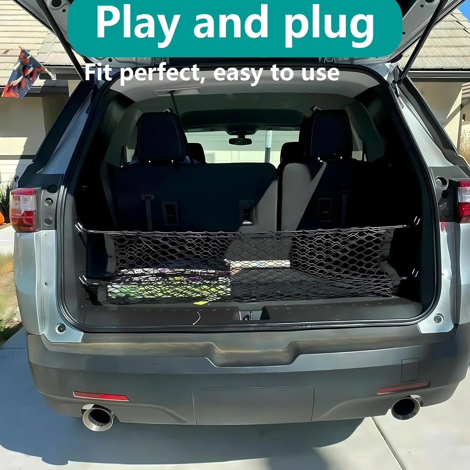 Envelope Style Trunk Mesh Cargo Net Compatible with 2010 to 2024 2025 Toyota 4runner 2 Row Model only