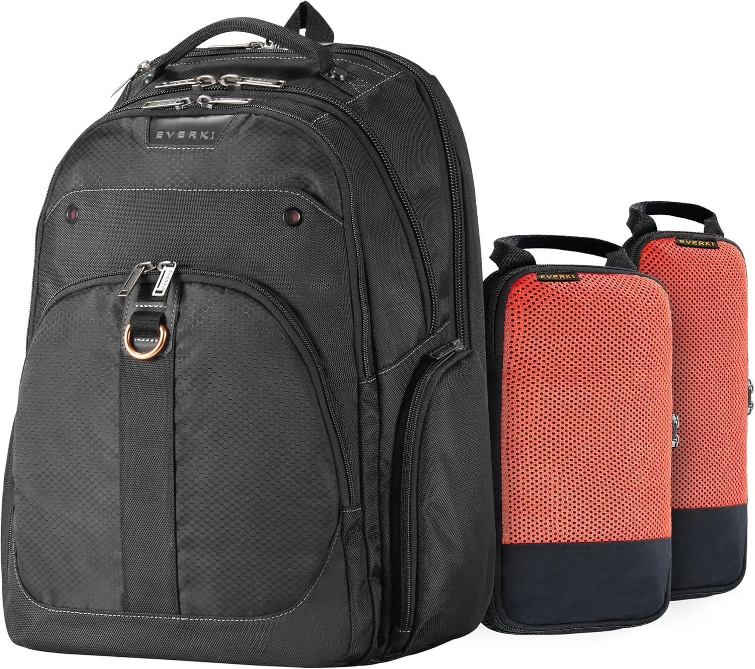 Everki Atlas Business Laptop Backpack   Compression Packing Cube Set (S & M), 32L Capacity, Adjustable Compartment, Work & Travel Backpack for Men & Women - Black