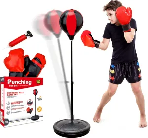 Everlast Kids Boxing Set with Stand, Adjustable Punching Bag for Boys & Girls Aged 3-10, Includes Boxing Gloves