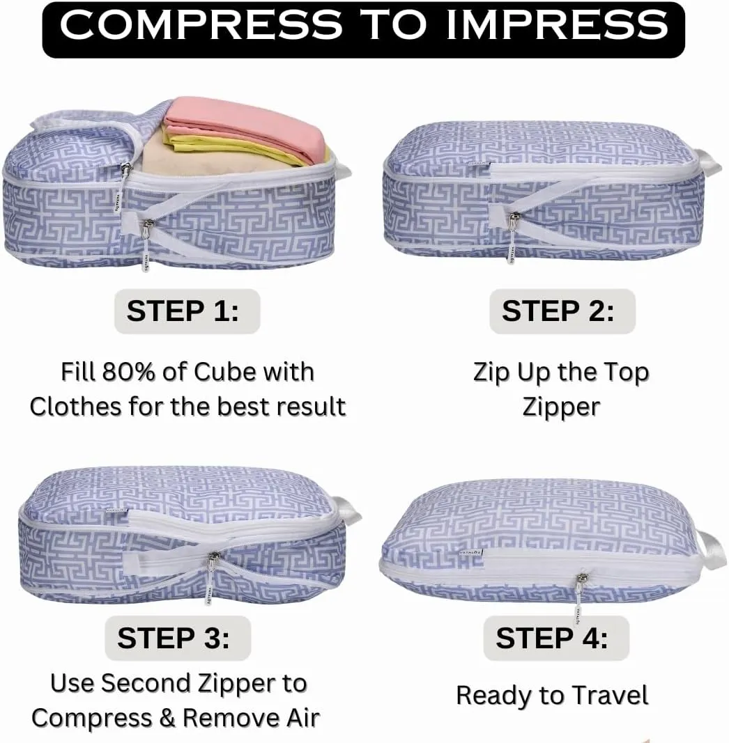 Extra Large Compression Packing Cubes for Checked Luggage, Lightweight Suitcase Organizers & Space Saver Bags - Travel Cubes for Packing - Travel Essentials - 2 Piece Set, X-Large - Lavender Boho