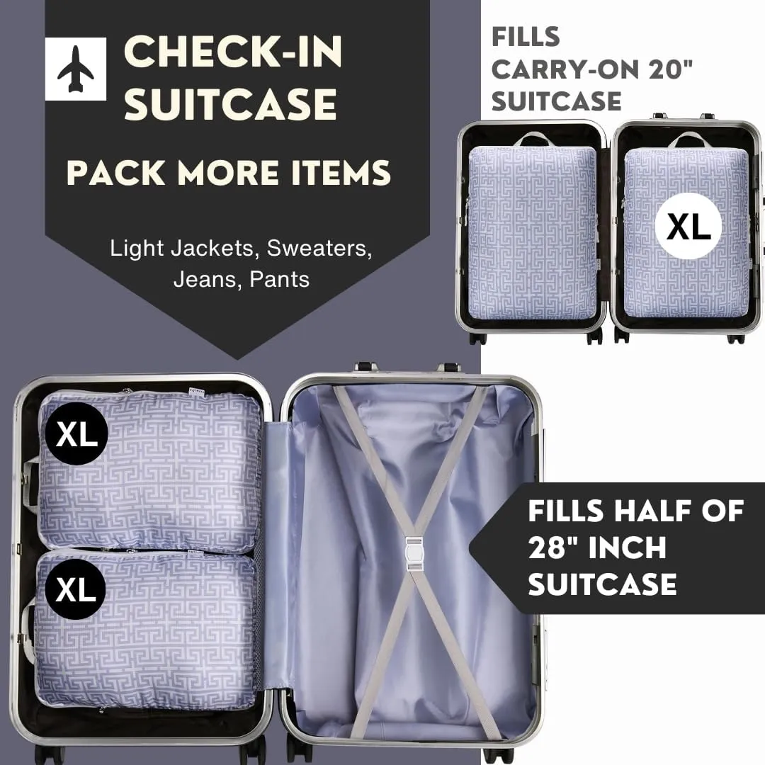 Extra Large Compression Packing Cubes for Checked Luggage, Lightweight Suitcase Organizers & Space Saver Bags - Travel Cubes for Packing - Travel Essentials - 2 Piece Set, X-Large - Lavender Boho