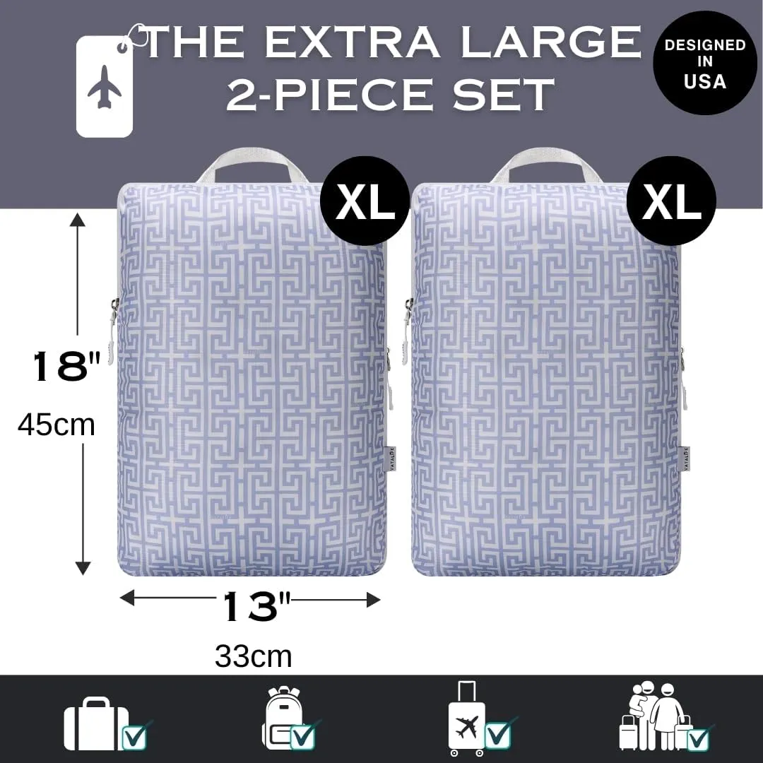 Extra Large Compression Packing Cubes for Checked Luggage, Lightweight Suitcase Organizers & Space Saver Bags - Travel Cubes for Packing - Travel Essentials - 2 Piece Set, X-Large - Lavender Boho