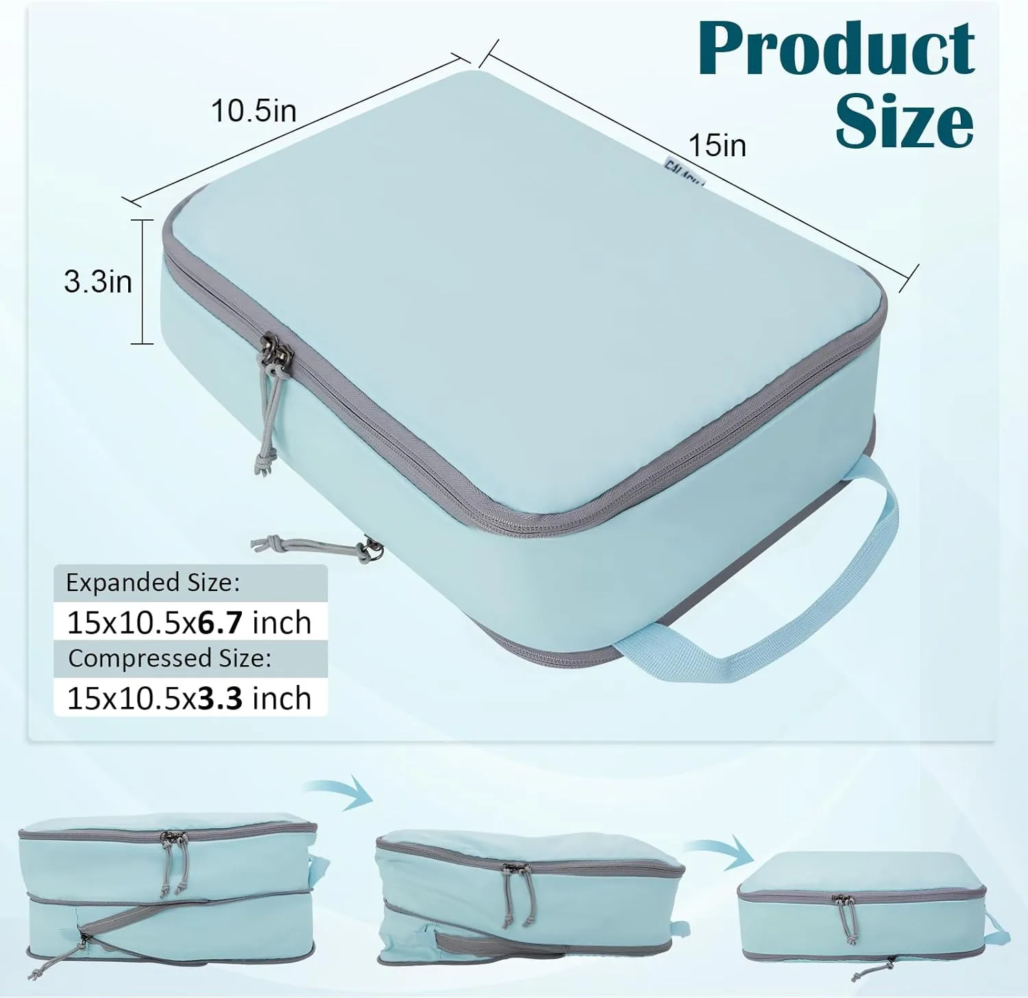 Extra Large Compression Packing Cubes for Travel, 2 Set Compression Bags Travel Cubes for Packing Suitcase Luggage Organizer, Blue