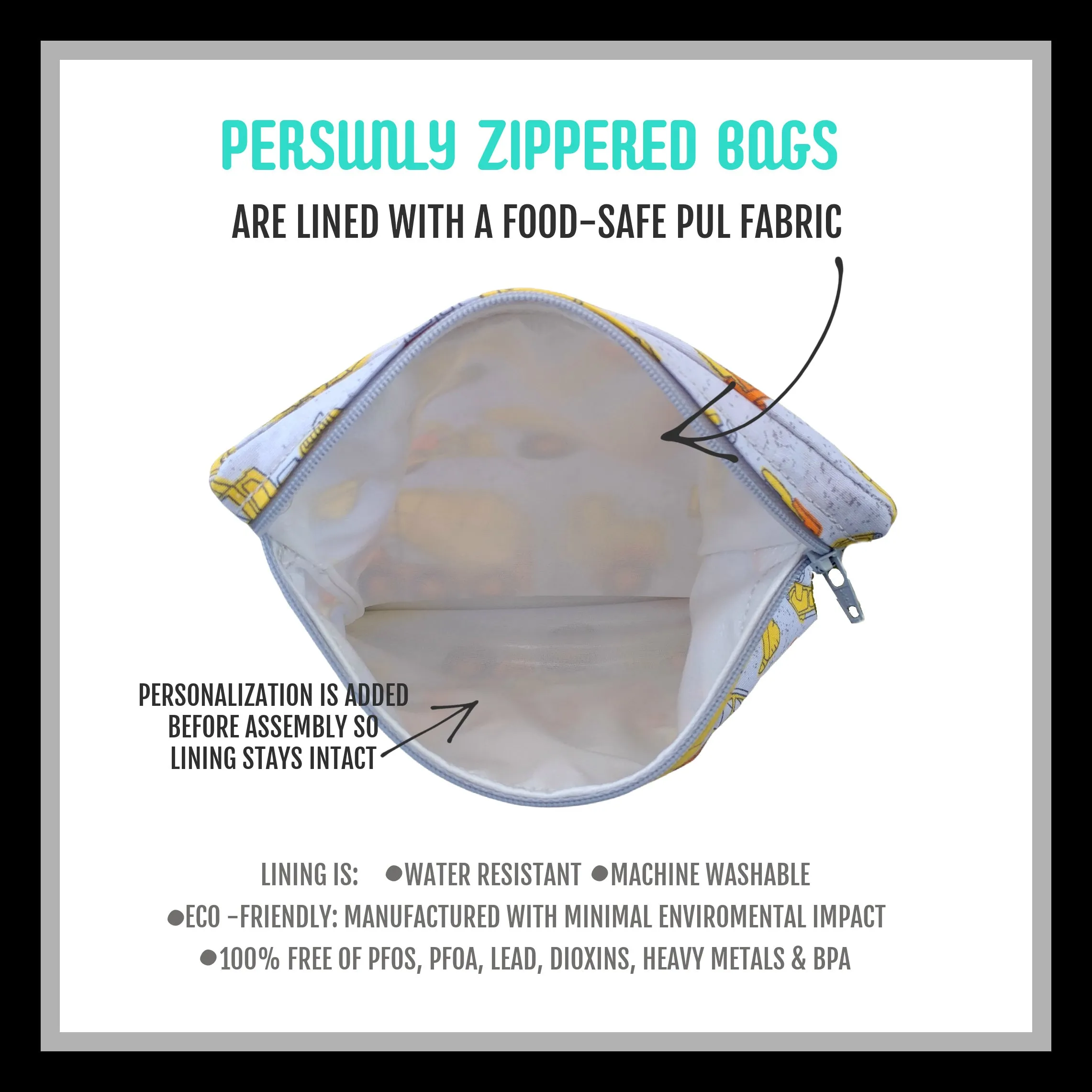 Farmhouse Chicken and Eggs Personalized Reusable Zippered Bag