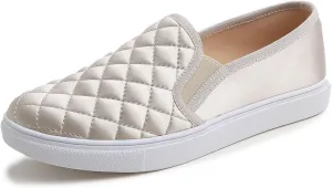 FEVERSOLE Women's Casual Slip On Sneaker Comfort Quilted Loafer Flats