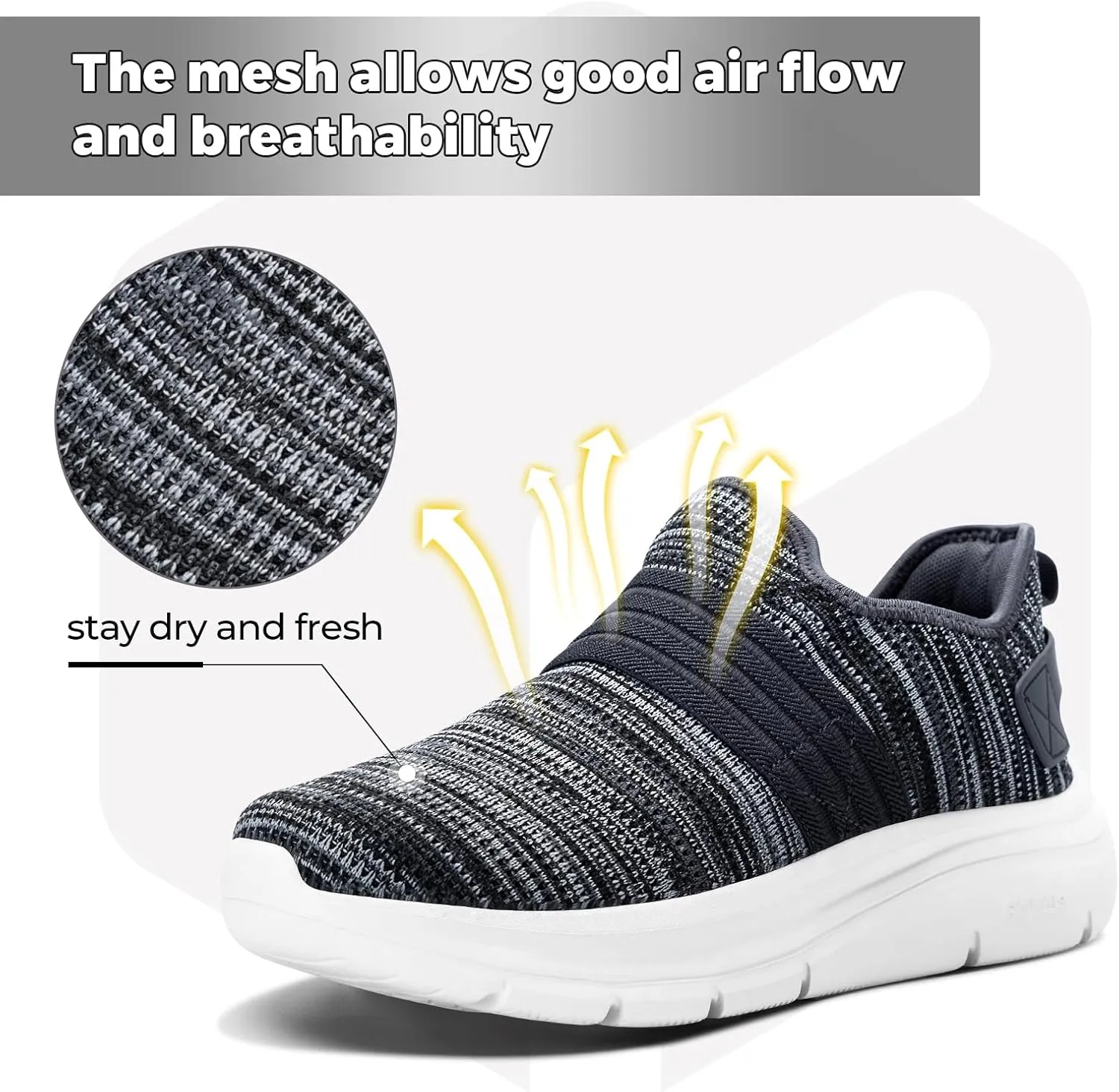 FitVille Mens Slip on Shoes Wide Width Mesh Mens Walking Shoes Wide Lightweight