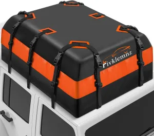 FIVKLEMNZ 30 Cubic Car Rooftop Cargo Carrier Roof Bag Waterproof for All Top of Vehicle with/Without Rack Includes Topper Anti-Slip Mat   Reinforced Straps   6 Door Hooks   Luggage Lock