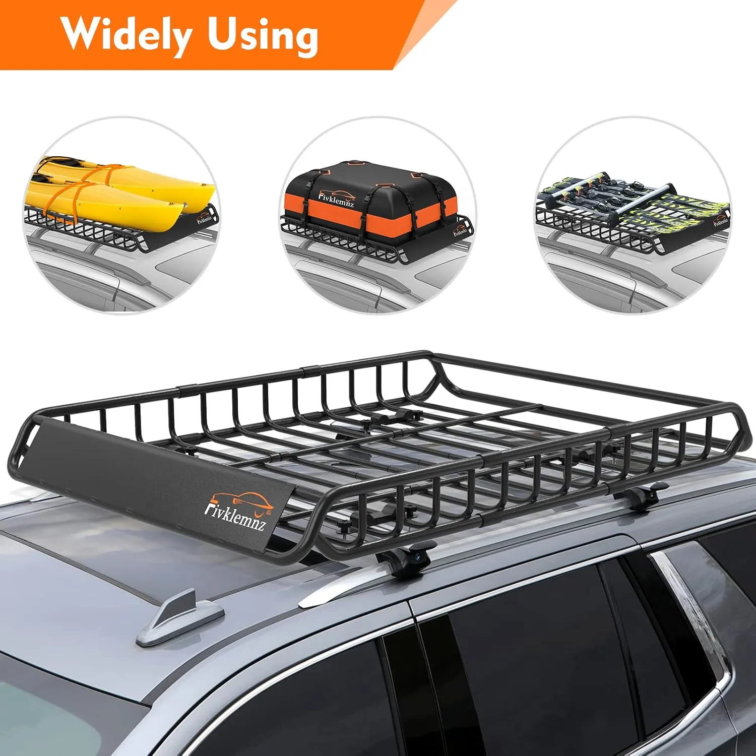 FIVKLEMNZ Car Rooftop Cargo Carrier Roof Bag Waterproof for All Top of Vehicle with/Without Rack Includes Topper Anti-Slip Mat   Reinforced Straps   6 Door Hooks   Luggage Lock