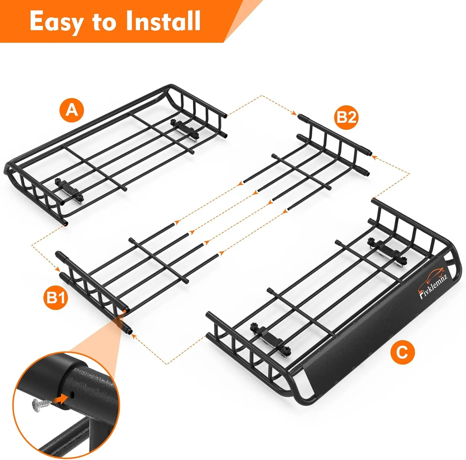 FIVKLEMNZ Car Rooftop Cargo Carrier Roof Bag Waterproof for All Top of Vehicle with/Without Rack Includes Topper Anti-Slip Mat   Reinforced Straps   6 Door Hooks   Luggage Lock