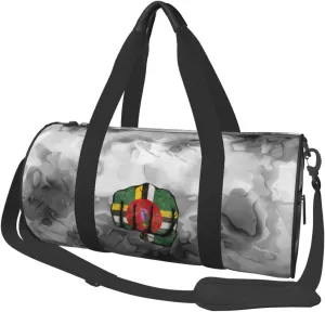 Flag of Dominica Fist Power Convertible Garment Bag with Shoulder Strap, Carry on Garment Duffel Bag for Men Women - Rolling Foldable for Travel Luggage Bags (Black)