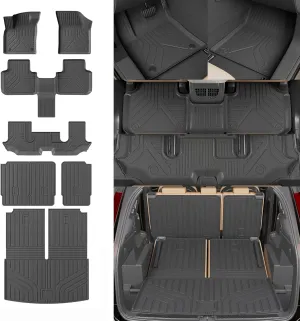 Floor Mats Compatible with 2018-2025 Volkswagen Atlas (NOT for Cross Sport) Trunk Mat Cargo Liner Kick Mat 2024 VW Atlas Accessories (Trunk Mat 2nd&3rd Row Backrest Mats Floor Mats)