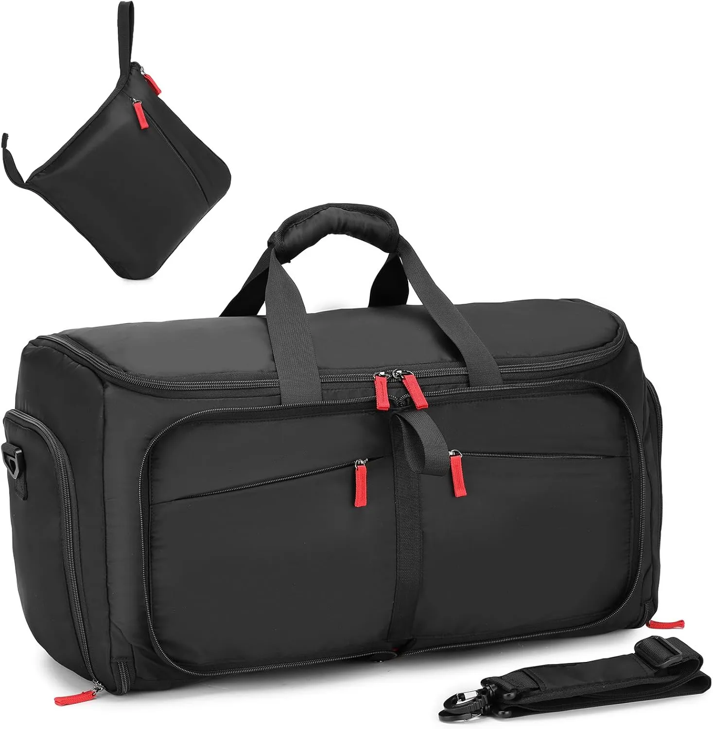 Foldable Travel Garment Bag - 2 in 1 Hanging Suitcase with Shoe Pouch for Men & Women - Convertible Duffle for Weekend Sports