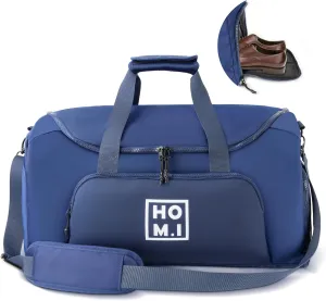 Garment Bag Carry On Convertible Duffel Bag with Shoe Compartment, HOMIGLAM Travel Suit Bag for Men with Shoulder Strap, 2-in-1 Waterproof Garment Bags for Business or Weekend Trips, Blue